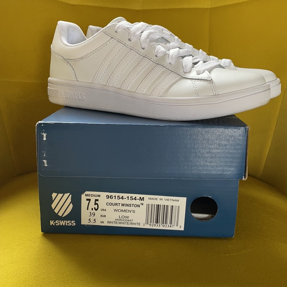 K-Swiss Court Winston Low White Leather Sneaker